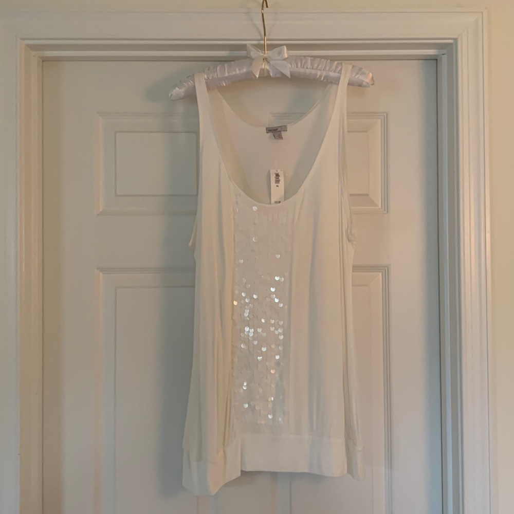 Old Navy White Sequins Tank Top size XL